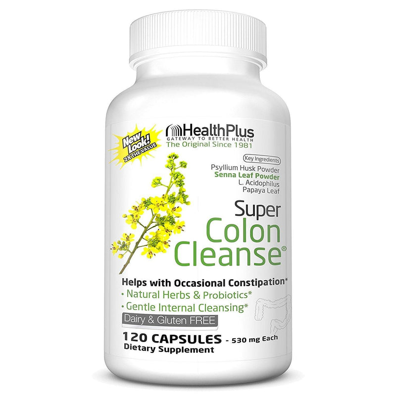 Health Plus Super Colon Cleanse Laxative, 500 Mg, 30 Doses, 120 Capsules - Vitamins Emporium